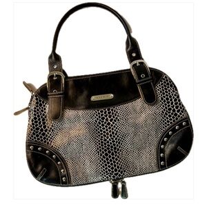 SHARIF STUDIOS Lux Leather Snakeskin Print Expandable, Studs, NWOT One Of A Kind